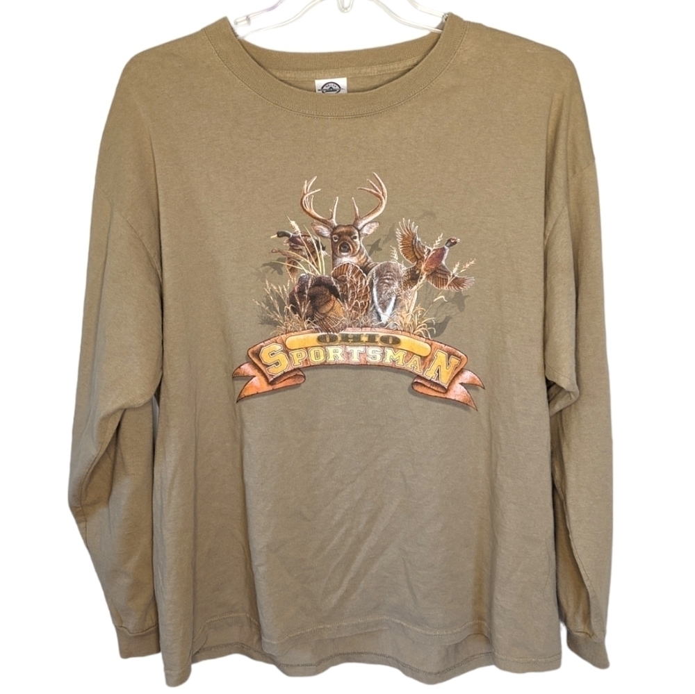 Vintage Ohio Sportsman Buck Turkey Duck Hunting Long Sleeve Tshirt Men's XL